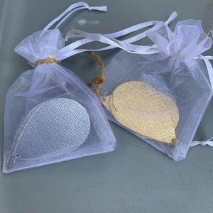 Leather earrings. Two pairs.